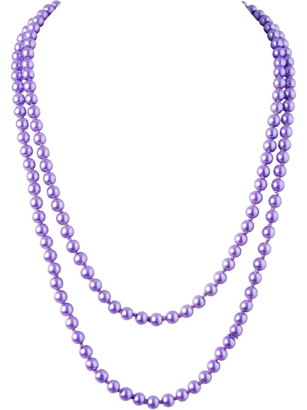 Women's Purple Pearl Necklace 59 Inch Long Faux Pearl 1920s Flapper Choker